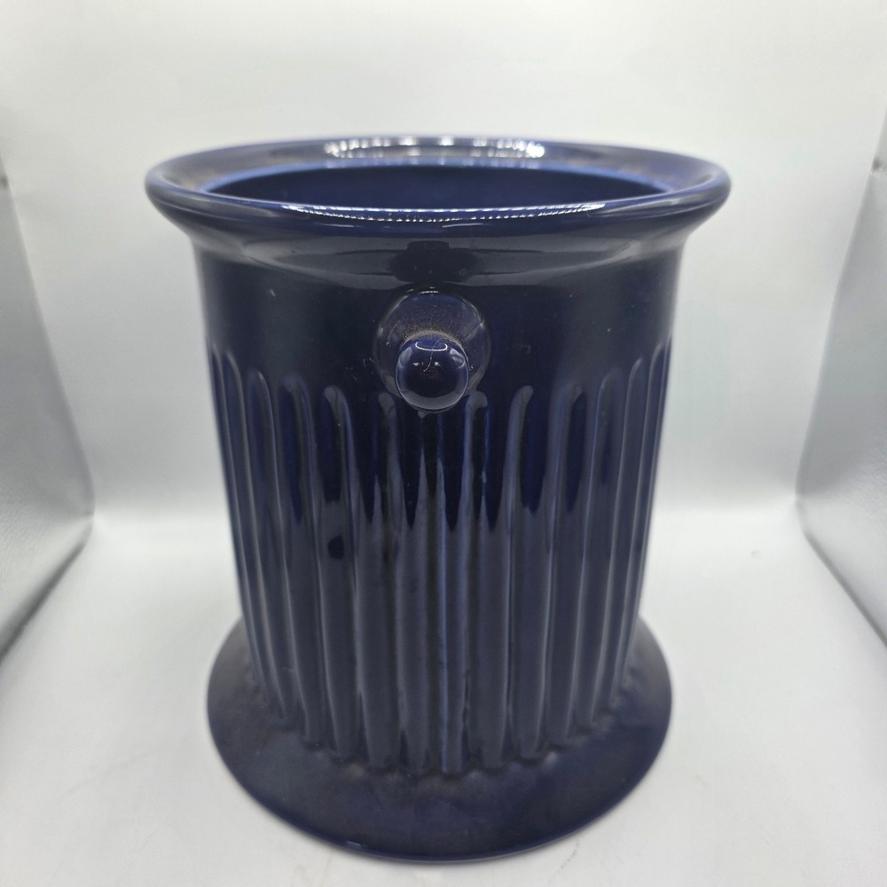 Gardener's Supply Company Cobalt Blue Ribbed Ceramic Planter Crock 33-554